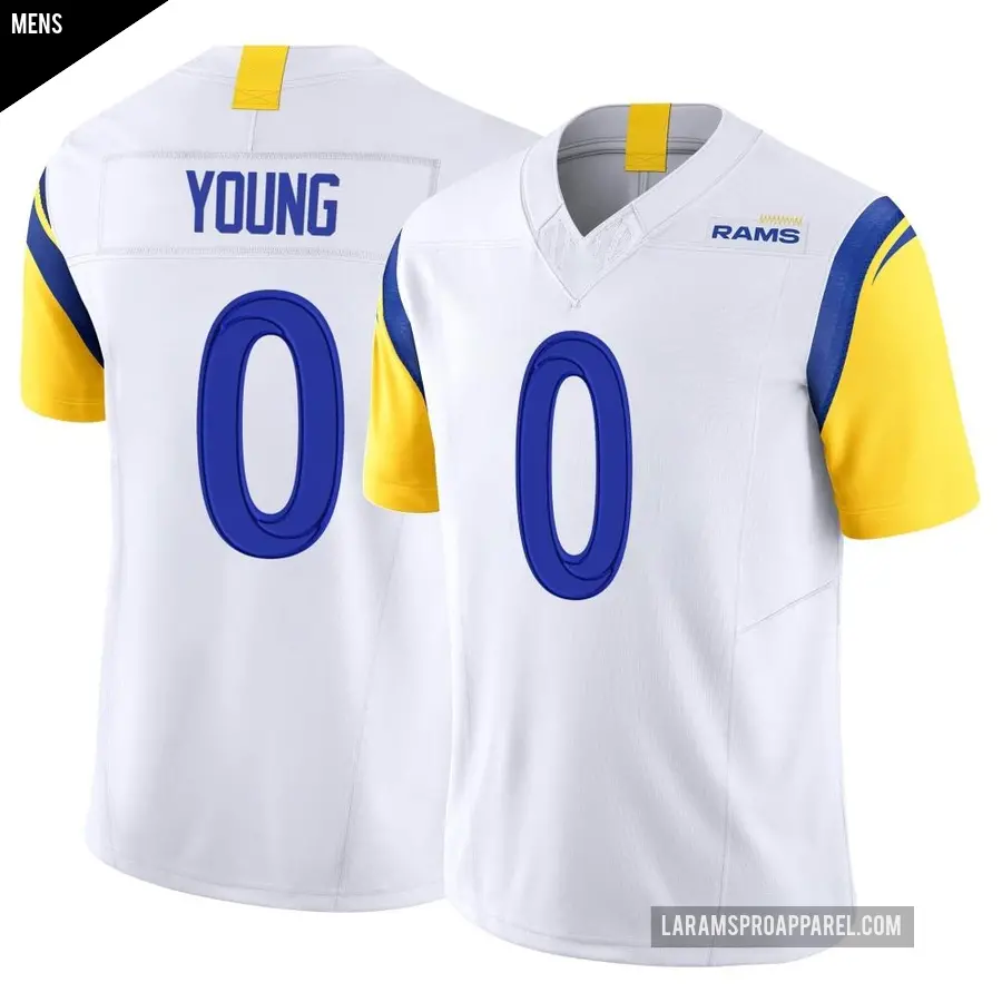 Men's Los Angeles Rams ＃0 Byron Young White Limited Vapor F.U.S.E. Jersey