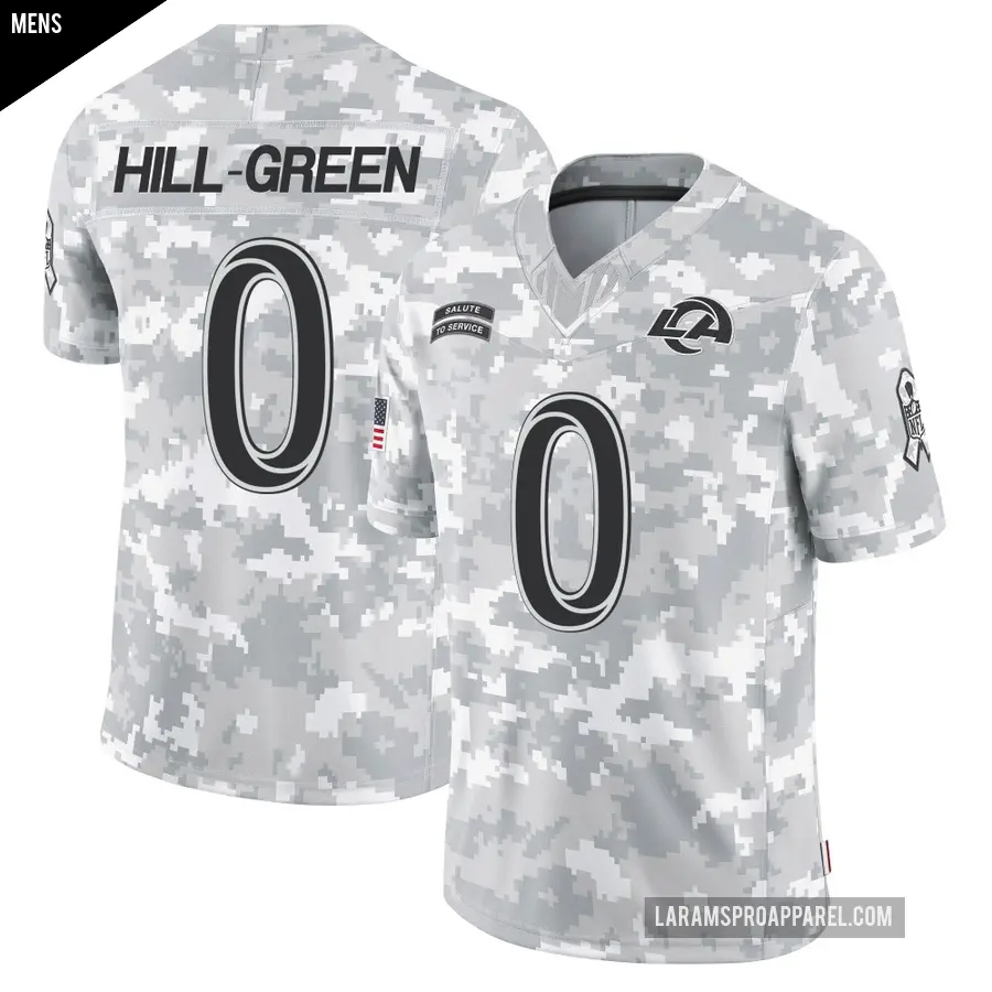 Men's Los Angeles Rams ＃0 Nikhai Hill-Green Arctic Camo Limited 2024 Salute to Service Jersey