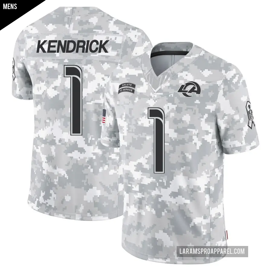 Men's Los Angeles Rams ＃1 Derion Kendrick Arctic Camo Limited 2024 Salute to Service Jersey