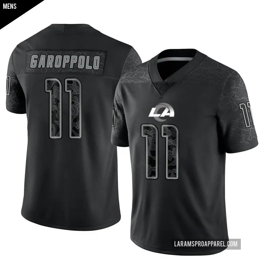 Men's Los Angeles Rams ＃11 Jimmy Garoppolo Black Limited Reflective Jersey