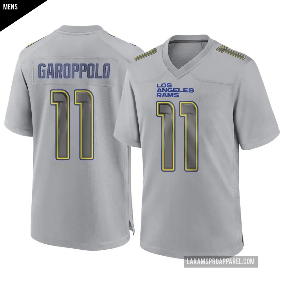 Men's Los Angeles Rams ＃11 Jimmy Garoppolo Gray Game Atmosphere Fashion Jersey