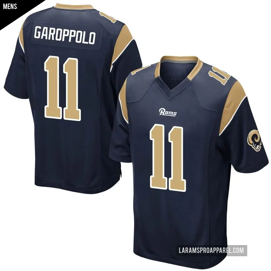 Men's Los Angeles Rams ＃11 Jimmy Garoppolo Navy Game Team Color Jersey