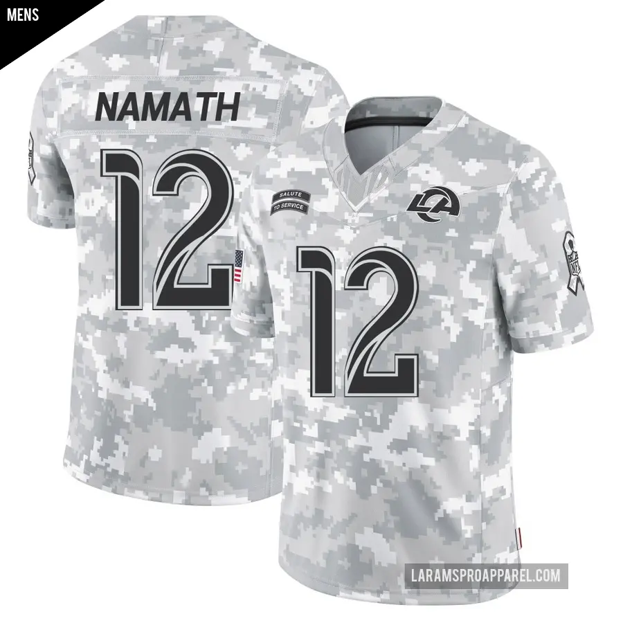 Men's Los Angeles Rams ＃12 Joe Namath Arctic Camo Limited 2024 Salute to Service Jersey
