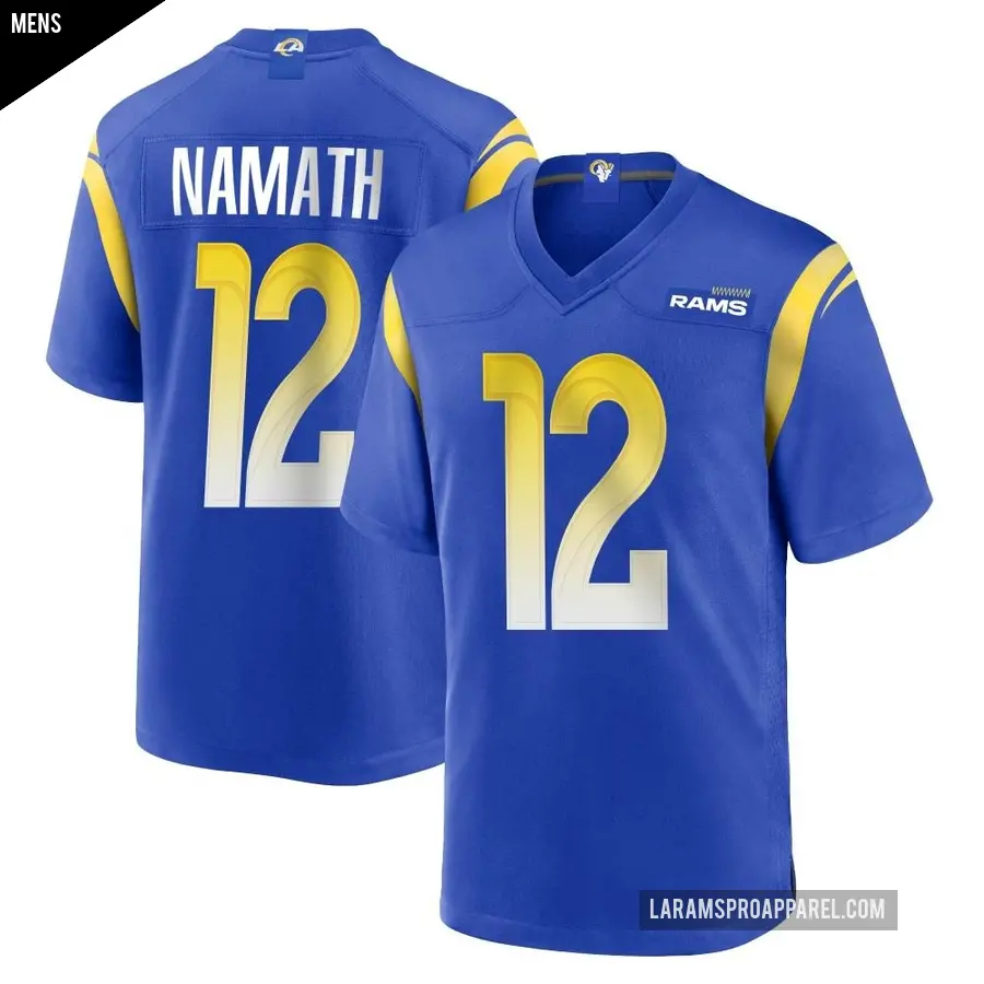 Men's Los Angeles Rams ＃12 Joe Namath Royal Game Alternate Jersey