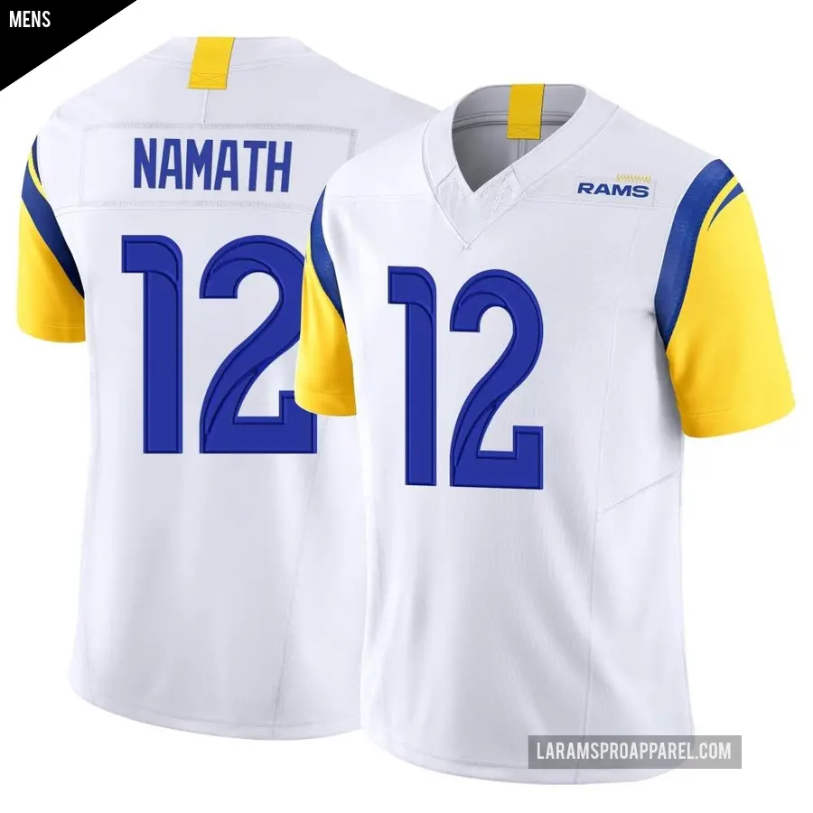 Men's Los Angeles Rams ＃12 Joe Namath White Limited Vapor F.U.S.E. Jersey