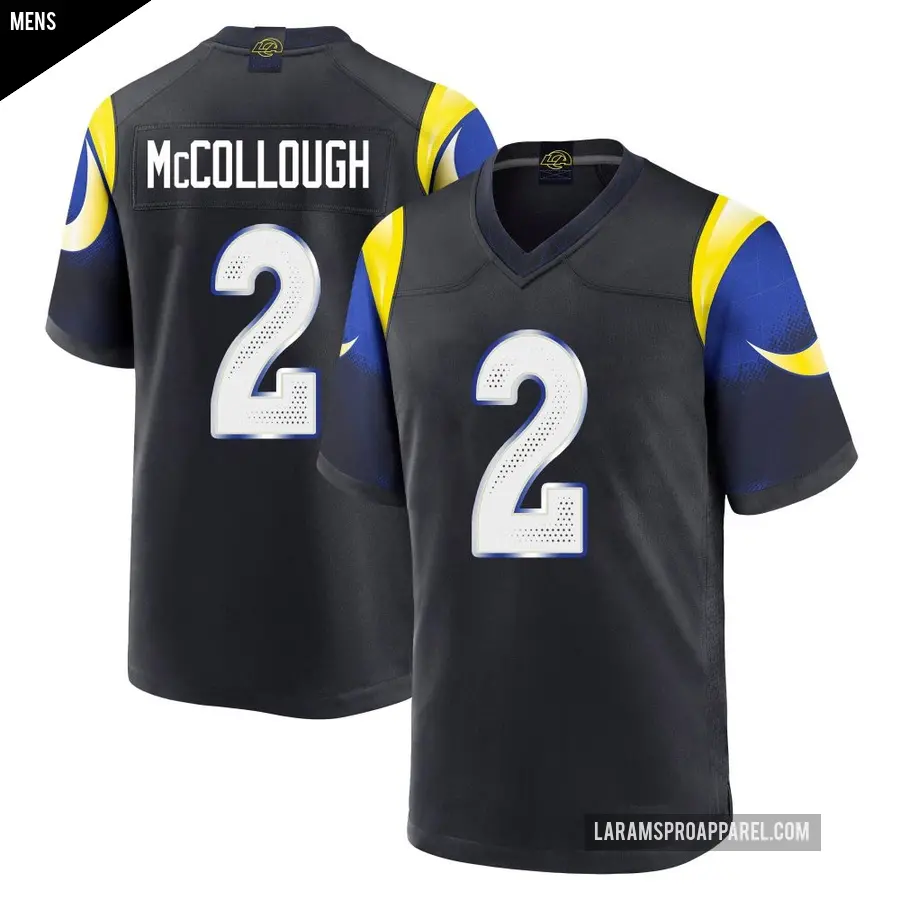 Men's Los Angeles Rams ＃2 Jaylen McCollough Blue Game Midnight 2025 Rivalries Collection Jersey