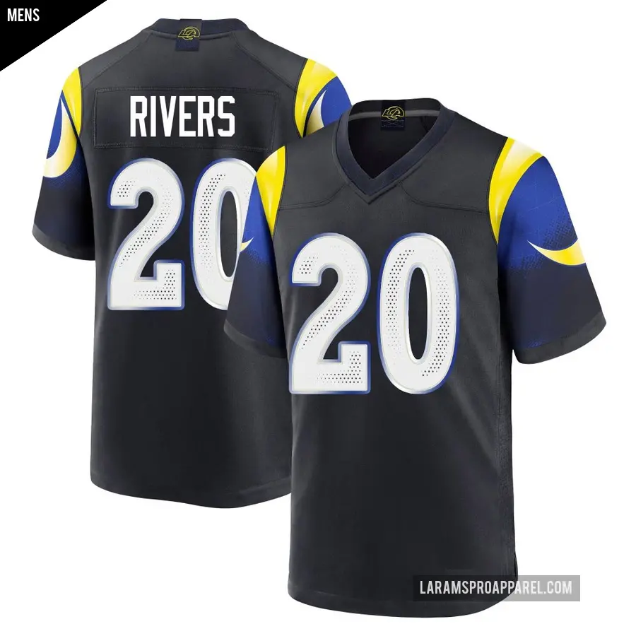 Men's Los Angeles Rams ＃20 Ronnie Rivers Blue Game Midnight 2025 Rivalries Collection Jersey