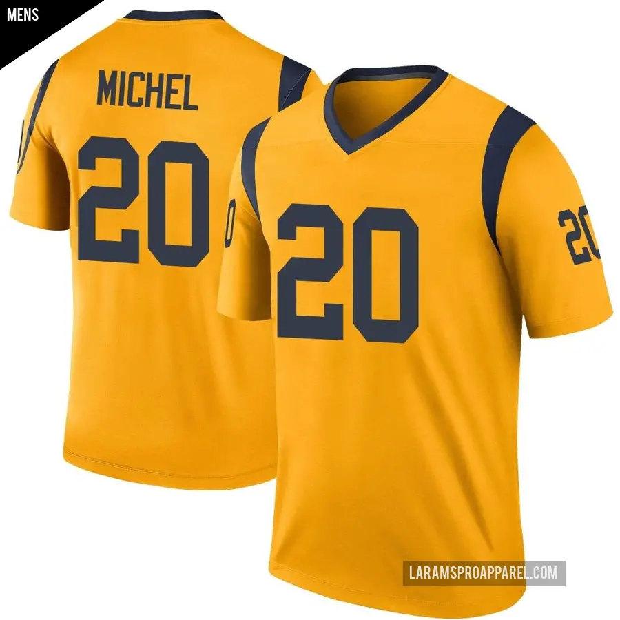 Men s Los Angeles Rams 20 Sony Michel Gold Legend Color Rush Jersey Rams Store