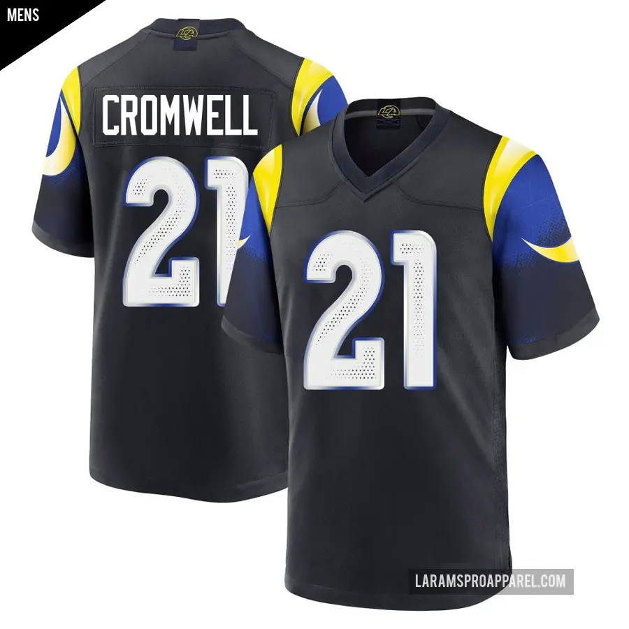 Men's Los Angeles Rams ＃21 Nolan Cromwell Blue Game Midnight 2025 Rivalries Collection Jersey