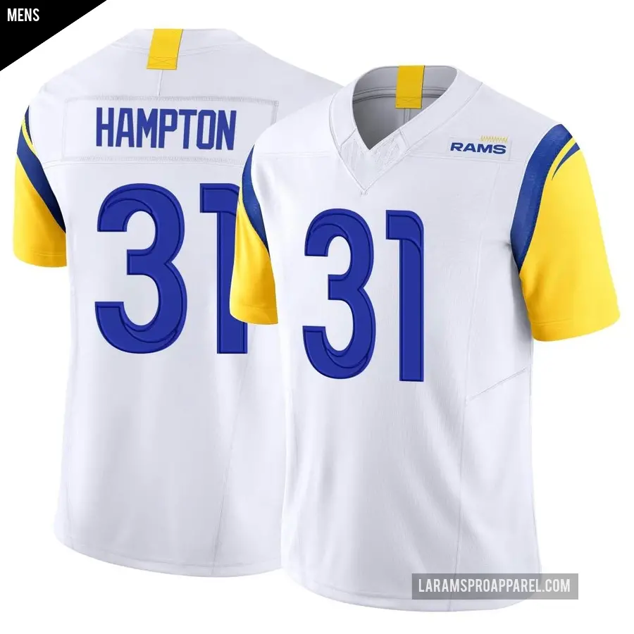 Men's Los Angeles Rams ＃31 Nick Hampton White Limited Vapor F.U.S.E. Jersey