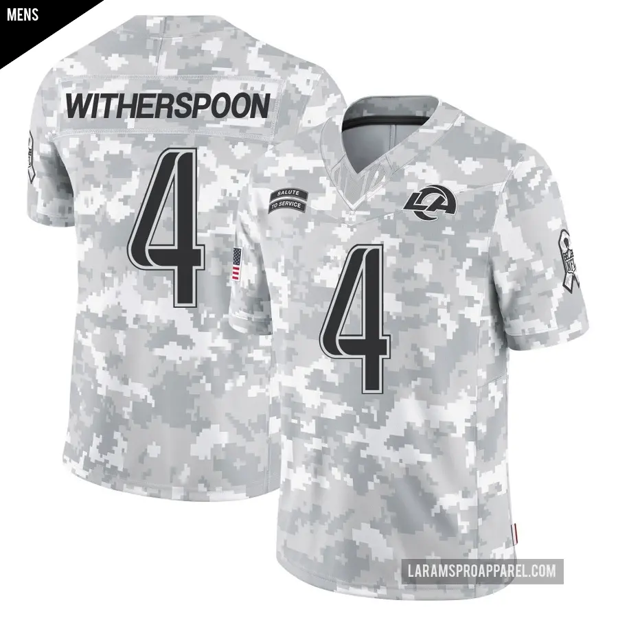 Men's Los Angeles Rams ＃4 Ahkello Witherspoon Arctic Camo Limited 2024 Salute to Service Jersey