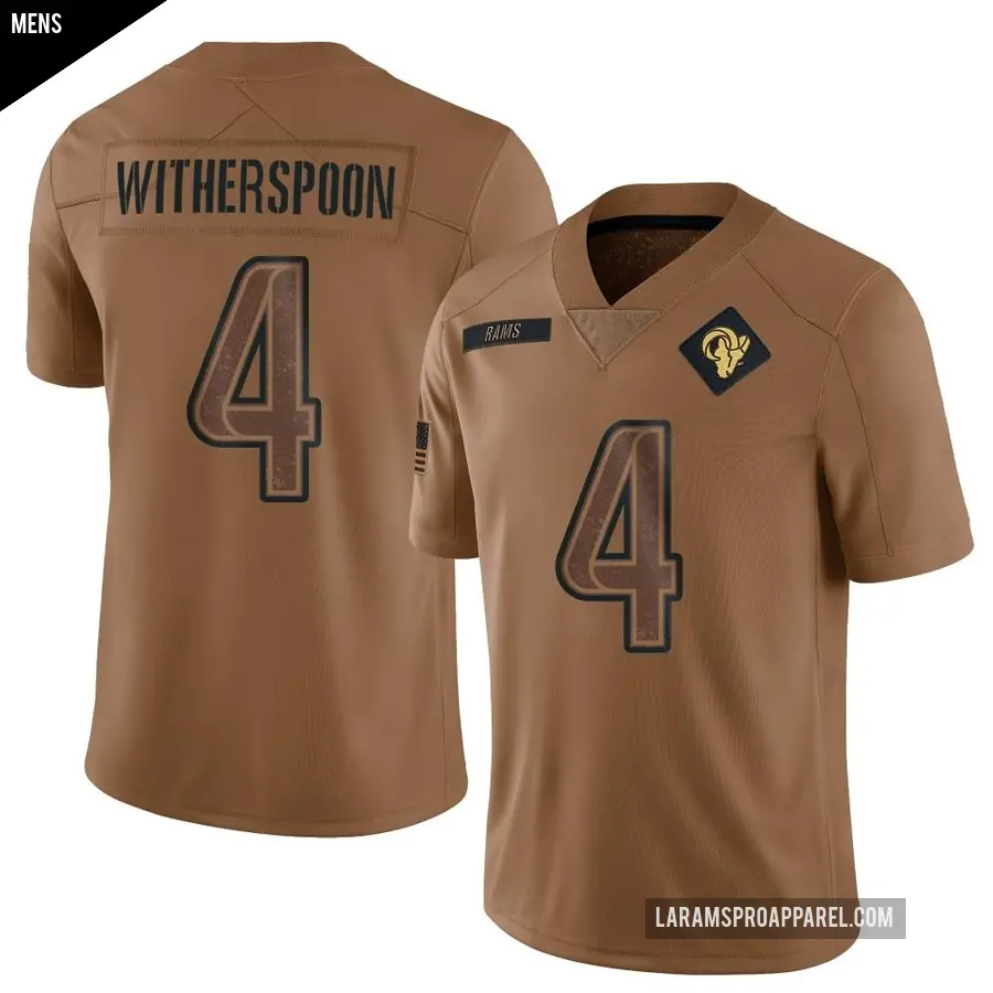 Men's Los Angeles Rams ＃4 Ahkello Witherspoon Brown Limited 2023 Salute To Service Jersey