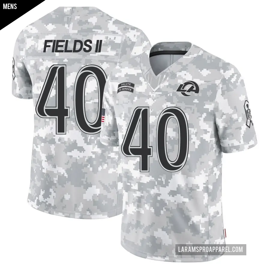 Men's Los Angeles Rams ＃40 Tony Fields II Arctic Camo Limited 2024 Salute to Service Jersey