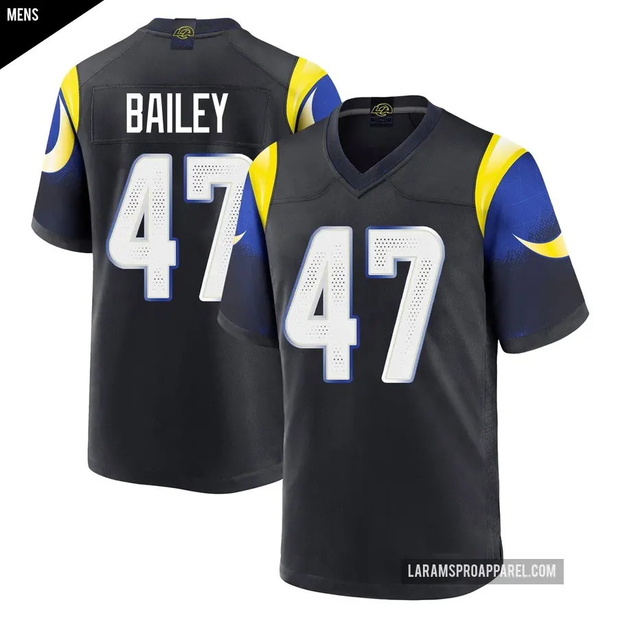 Men's Los Angeles Rams ＃47 Wesley Bailey Blue Game Midnight 2025 Rivalries Collection Jersey