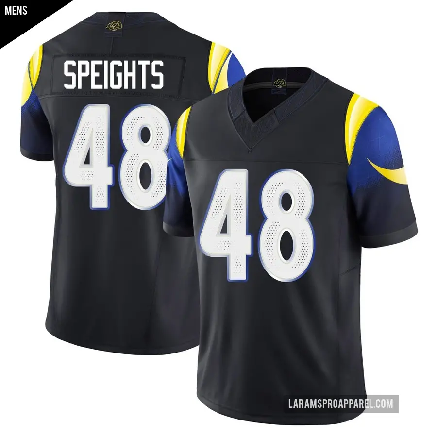 Men's Los Angeles Rams ＃48 Omar Speights Blue Limited Midnight 2025 Rivalries Collection Jersey