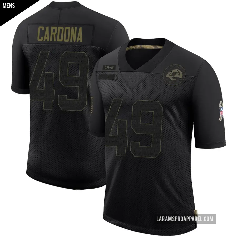 Men's Los Angeles Rams ＃49 Joe Cardona Black Limited 2020 Salute To Service Jersey
