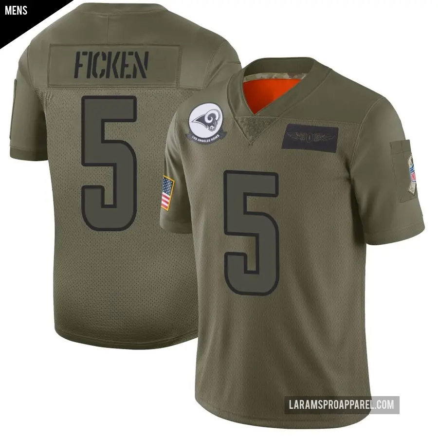 Men's Los Angeles Rams ＃5 Sam Ficken Camo Limited 2019 Salute to Service Jersey