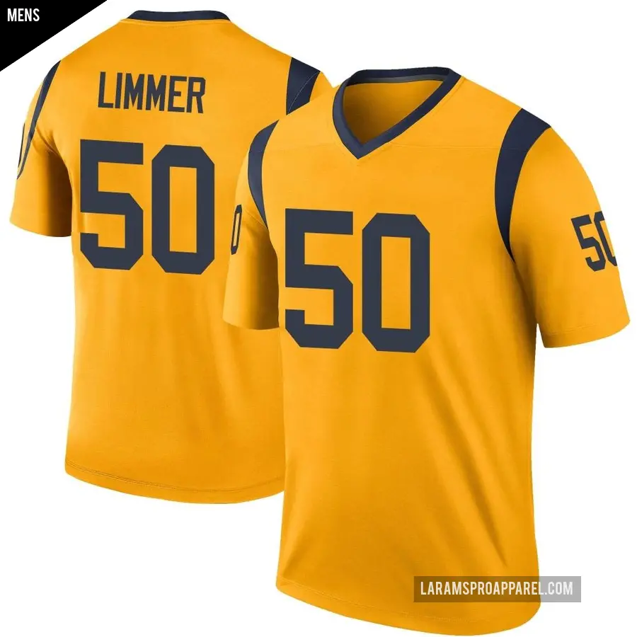 Men's Los Angeles Rams ＃50 Beaux Limmer Gold Legend Color Rush Jersey