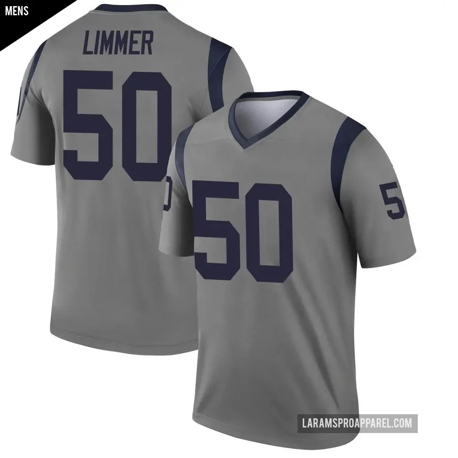 Men's Los Angeles Rams ＃50 Beaux Limmer Gray Legend Inverted Jersey
