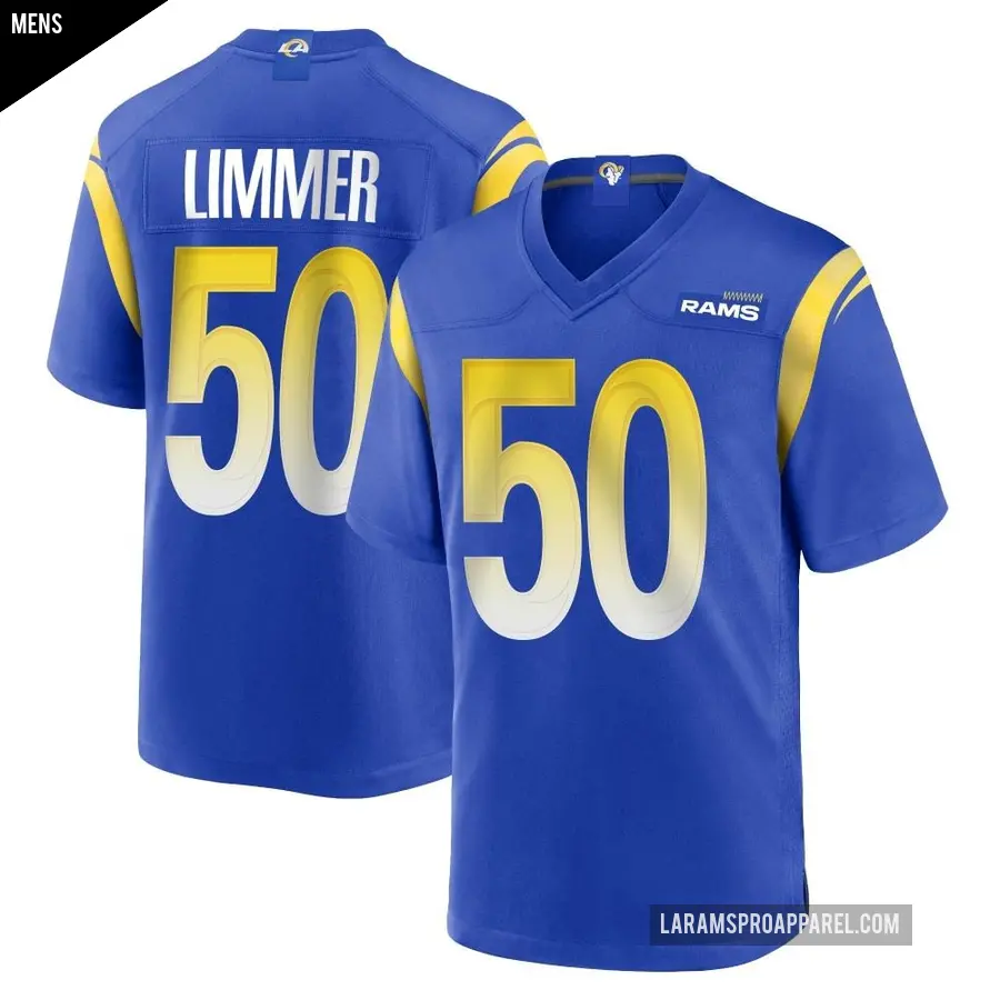 Men's Los Angeles Rams ＃50 Beaux Limmer Royal Game Alternate Jersey