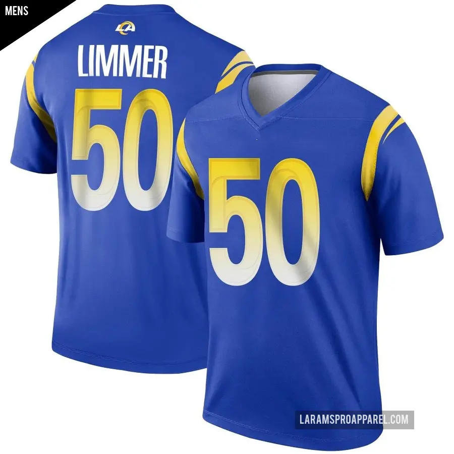 Men's Los Angeles Rams ＃50 Beaux Limmer Royal Legend Jersey