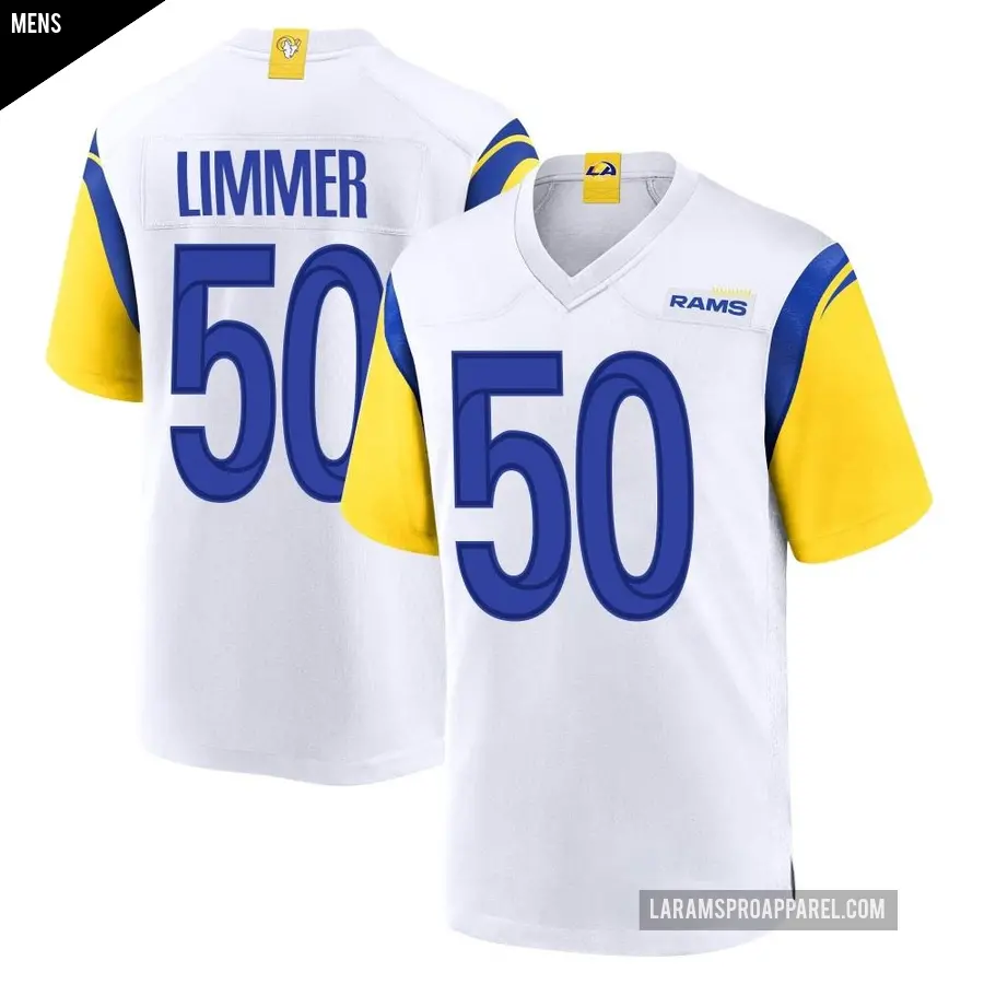 Men's Los Angeles Rams ＃50 Beaux Limmer White Game Jersey