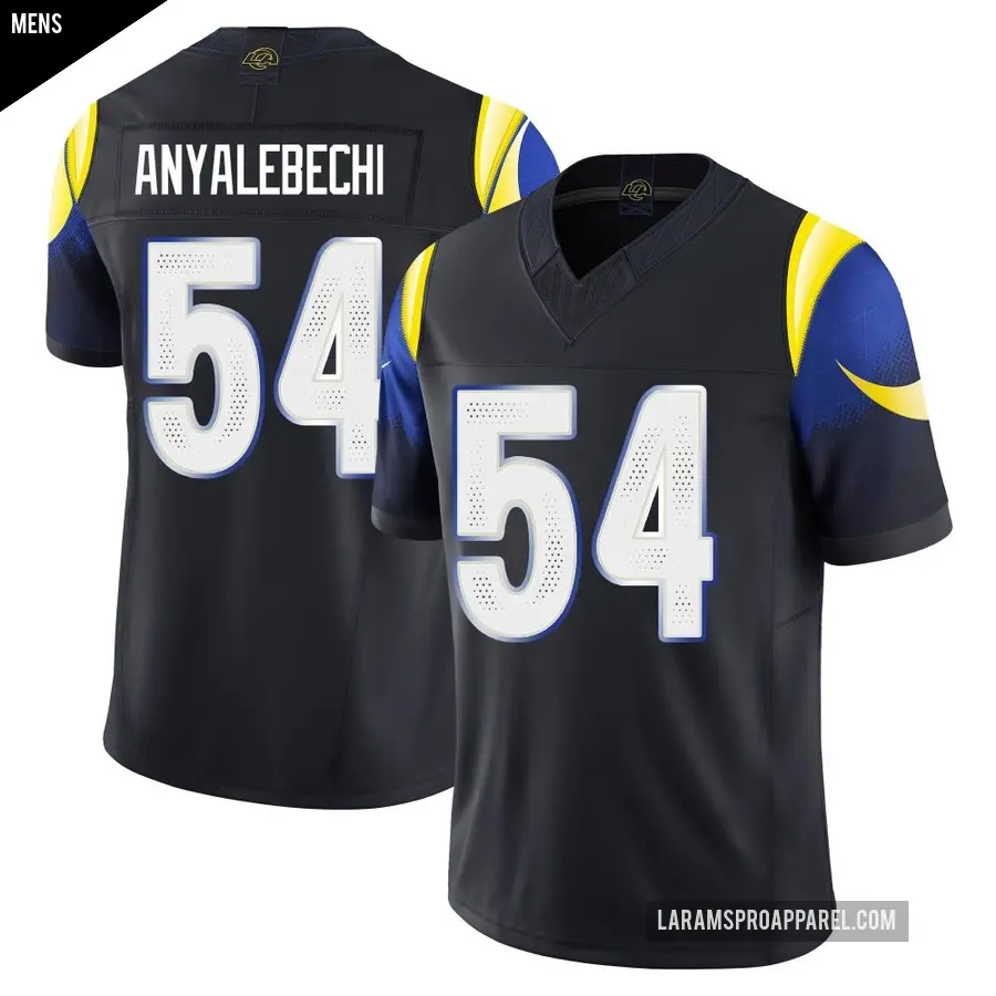 Men's Los Angeles Rams ＃54 Kelechi Anyalebechi Blue Limited Midnight 2025 Rivalries Collection Jersey