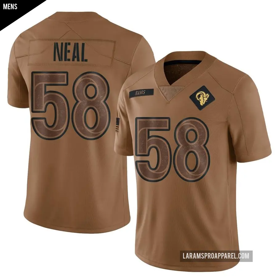 Men's Los Angeles Rams ＃58 Elias Neal Brown Limited 2023 Salute To Service Jersey
