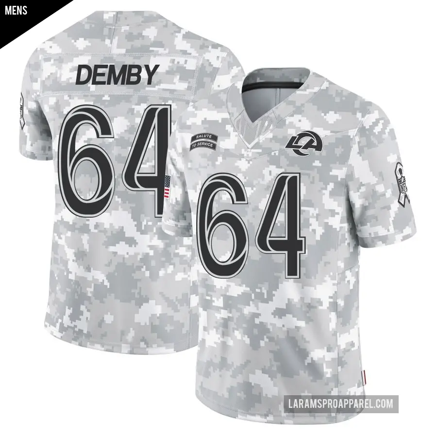 Men's Los Angeles Rams ＃64 Jamil Demby Arctic Camo Limited 2024 Salute to Service Jersey