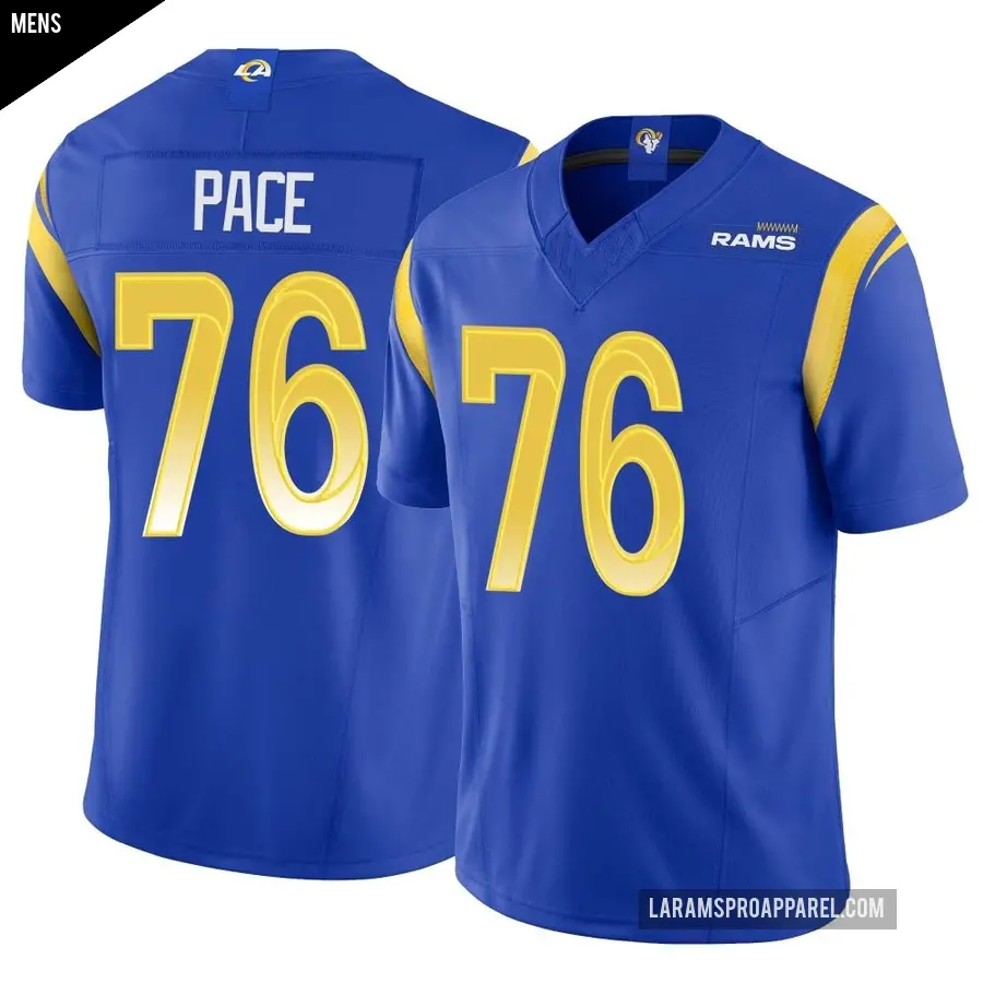 Men's Los Angeles Rams ＃76 Orlando Pace Royal Limited Vapor F.U.S.E. Jersey