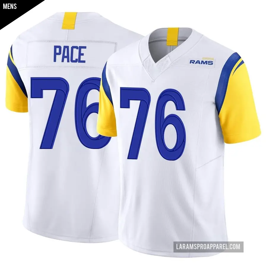 Men's Los Angeles Rams ＃76 Orlando Pace White Limited Vapor F.U.S.E. Jersey