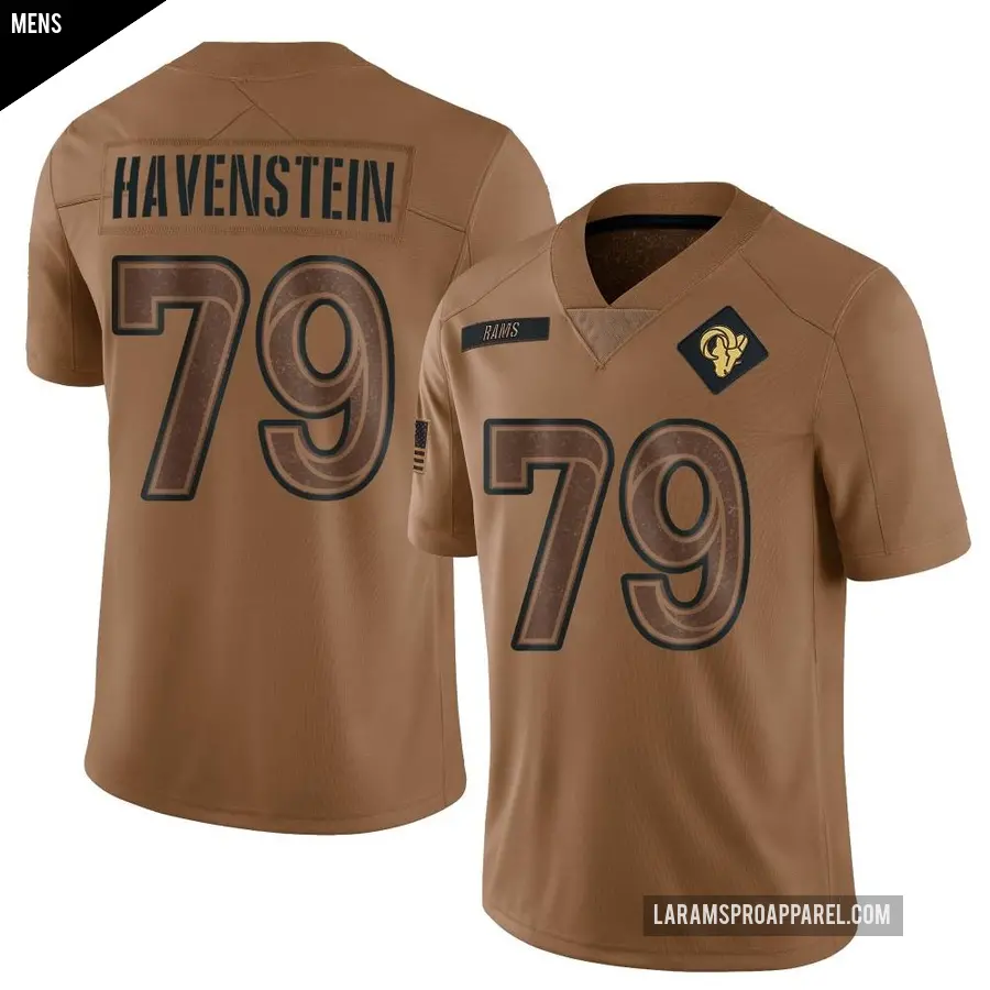 Men's Los Angeles Rams ＃79 Rob Havenstein Brown Limited 2023 Salute To Service Jersey