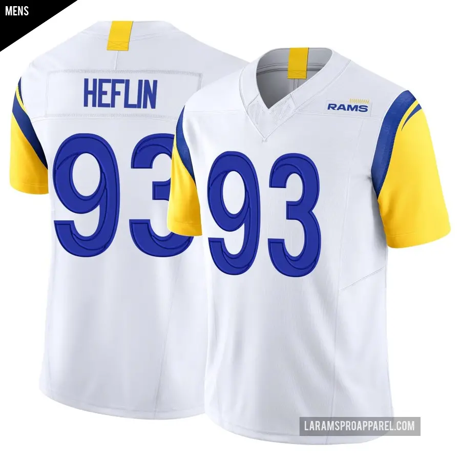 Men's Los Angeles Rams ＃93 Jack Heflin White Limited Vapor F.U.S.E. Jersey