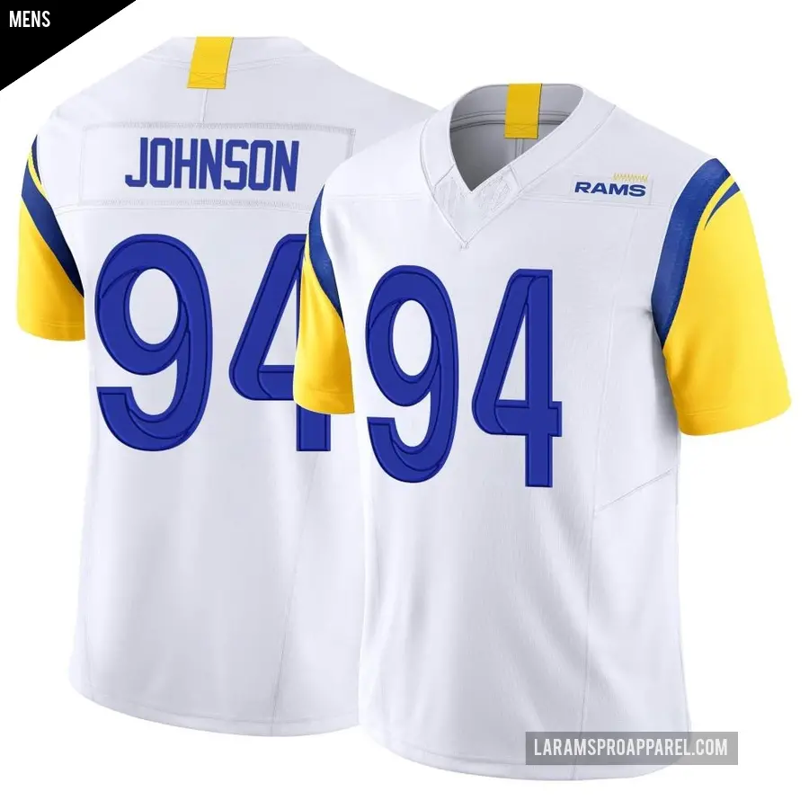 Men's Los Angeles Rams ＃94 Desjuan Johnson White Limited Vapor F.U.S.E. Jersey