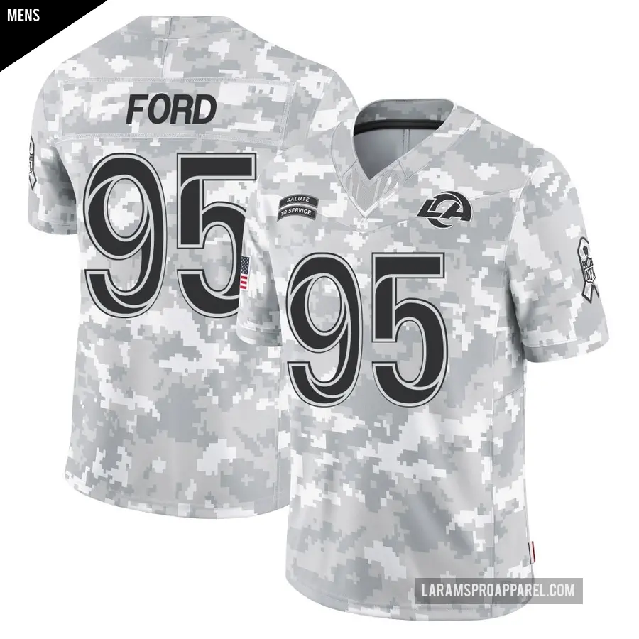 Men's Los Angeles Rams ＃95 Poona Ford Arctic Camo Limited 2024 Salute to Service Jersey