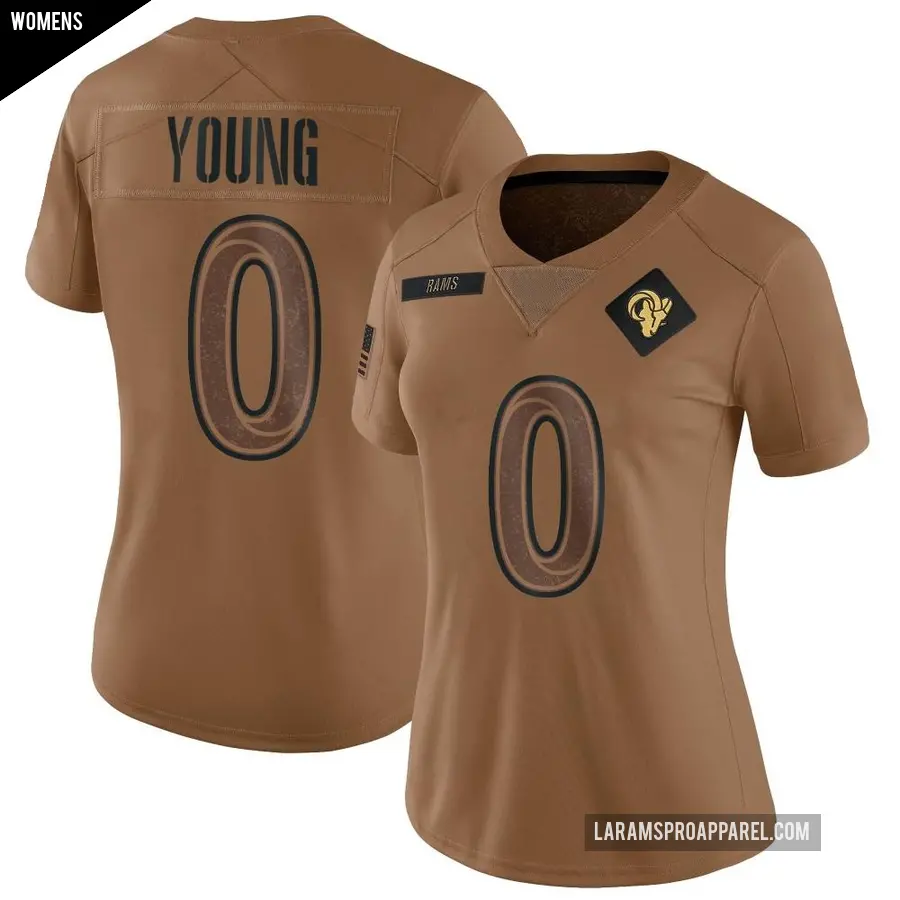 Women's Los Angeles Rams ＃0 Byron Young Brown Limited 2023 Salute To Service Jersey