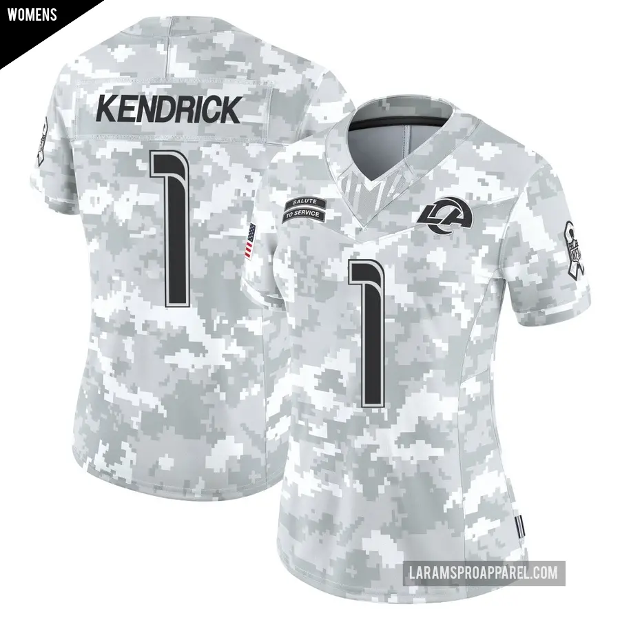 Women's Los Angeles Rams ＃1 Derion Kendrick Arctic Camo Limited 2024 Salute to Service Jersey