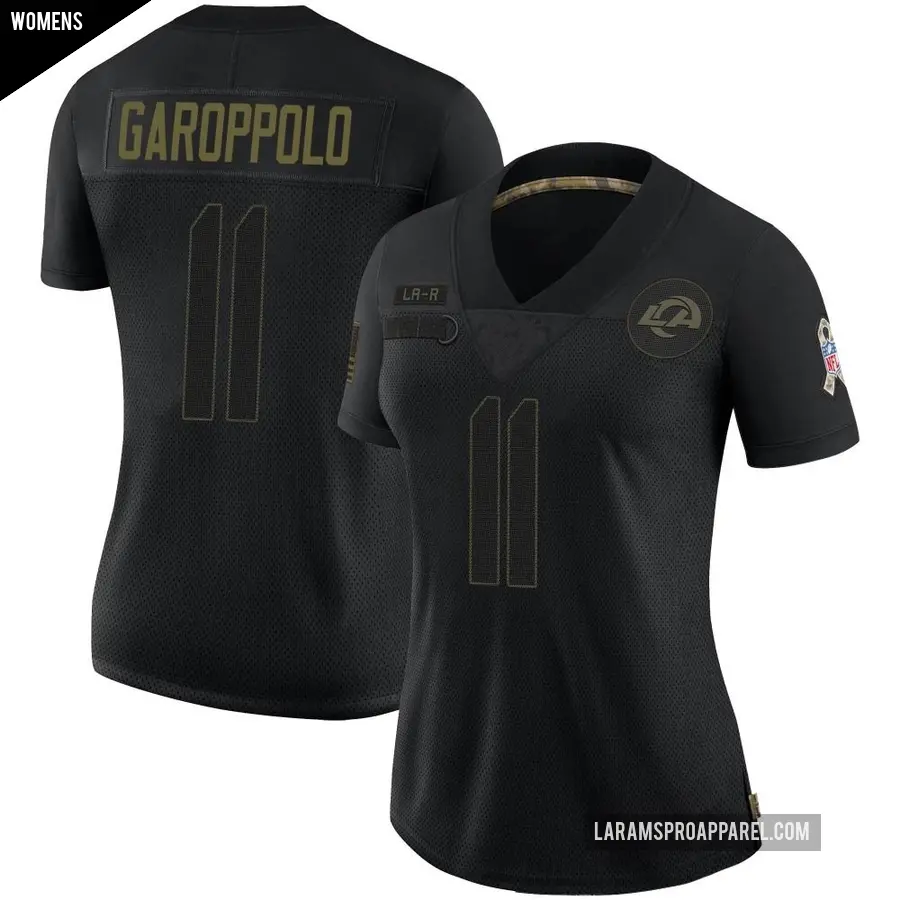 Women's Los Angeles Rams ＃11 Jimmy Garoppolo Black Limited 2020 Salute To Service Jersey