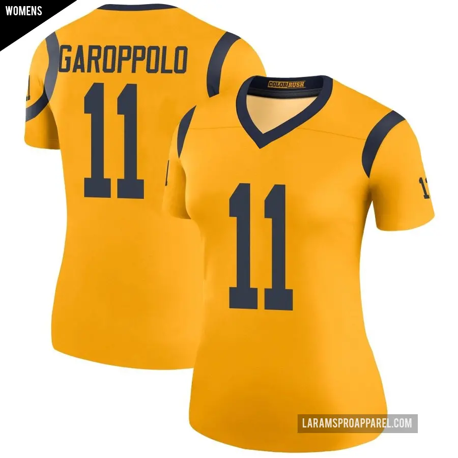 Women's Los Angeles Rams ＃11 Jimmy Garoppolo Gold Legend Color Rush Jersey