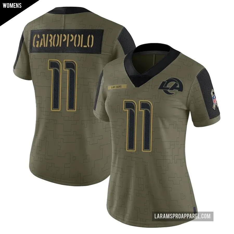 Women's Los Angeles Rams ＃11 Jimmy Garoppolo Olive Limited 2021 Salute To Service Jersey