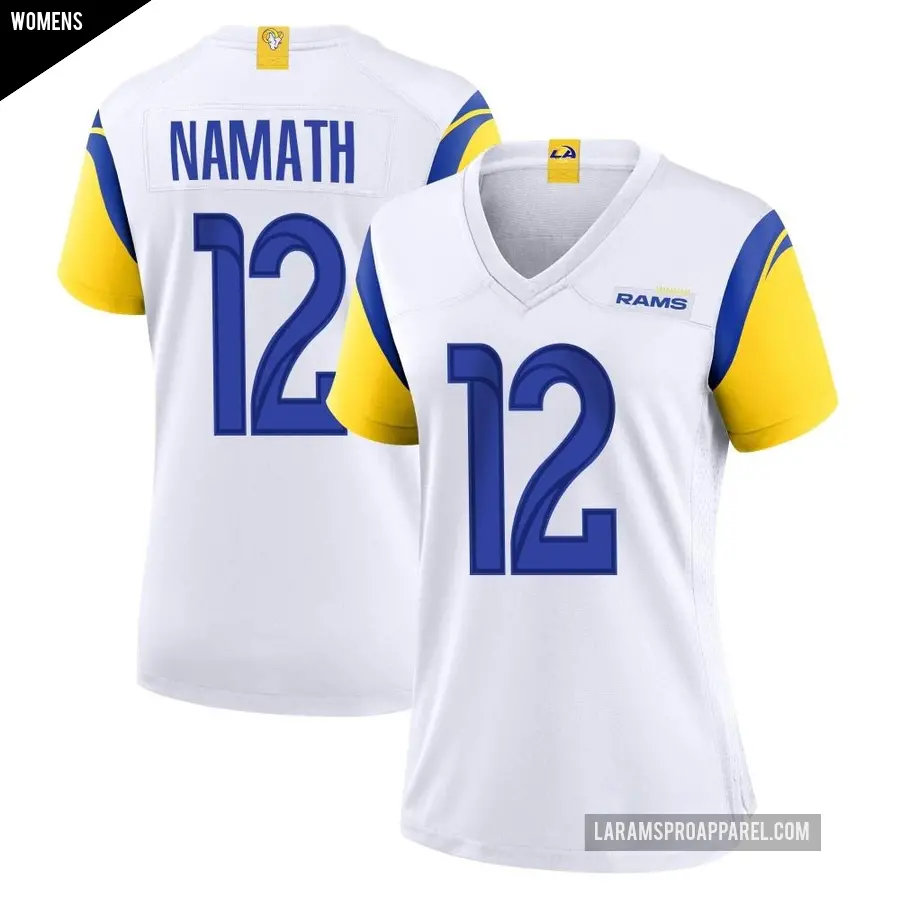 Women&#039;s Los Angeles Rams &#65283;12 Joe Namath White Game Jersey