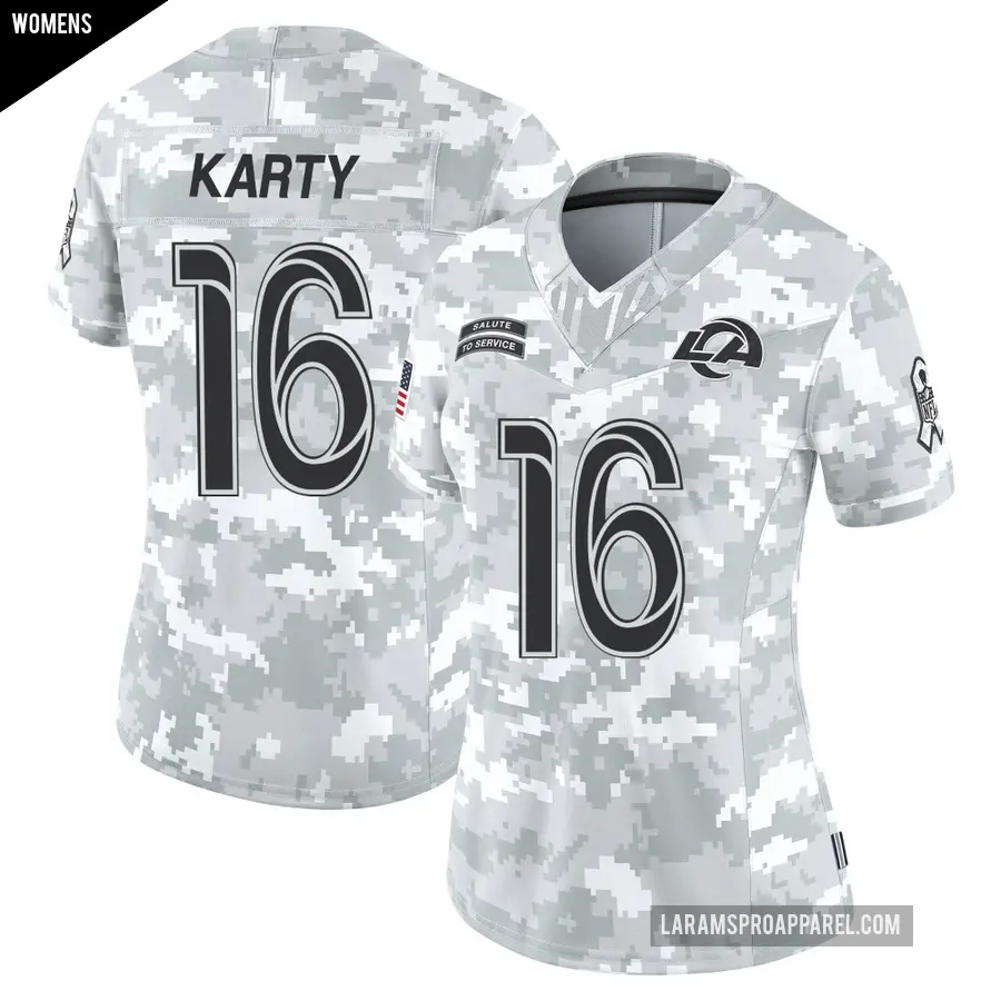 Women's Los Angeles Rams ＃16 Joshua Karty Arctic Camo Limited 2024 Salute to Service Jersey