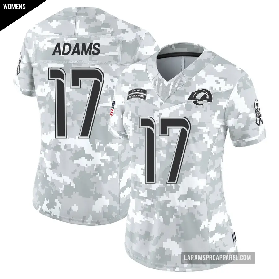 Women&#039;s Los Angeles Rams &#65283;17 Davante Adams Arctic Camo Limited 2024 Salute to Service Jersey