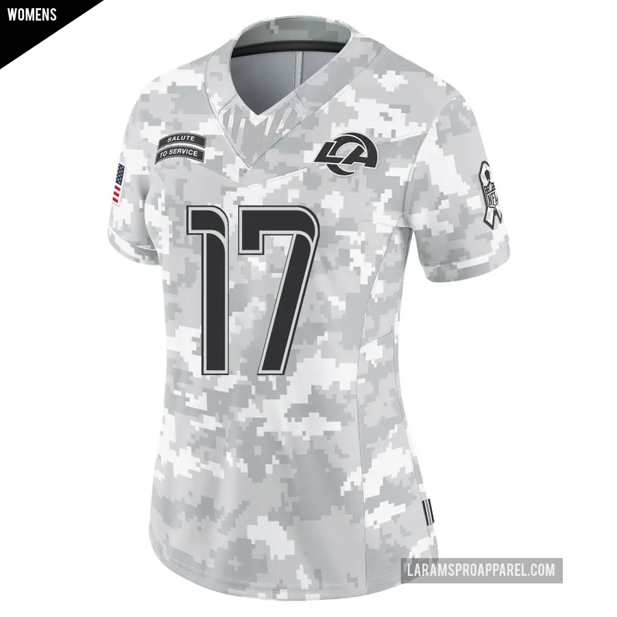 Women&#039;s Los Angeles Rams &#65283;17 Davante Adams Arctic Camo Limited 2024 Salute to Service Jersey