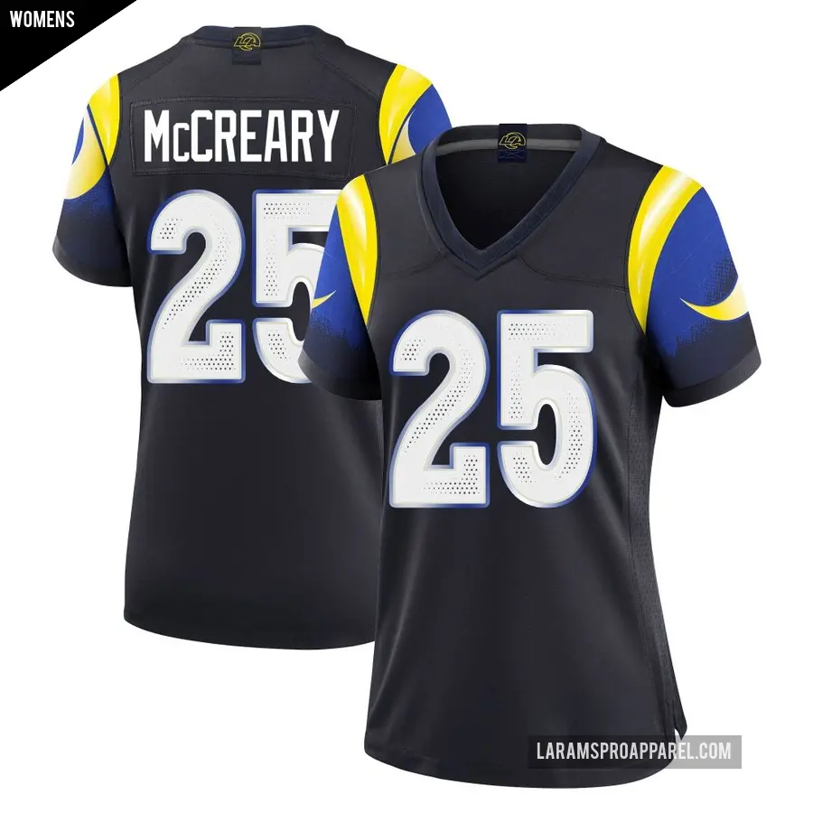 Women's Los Angeles Rams ＃25 Roger McCreary Blue Limited Midnight 2025 Rivalries Collection Jersey