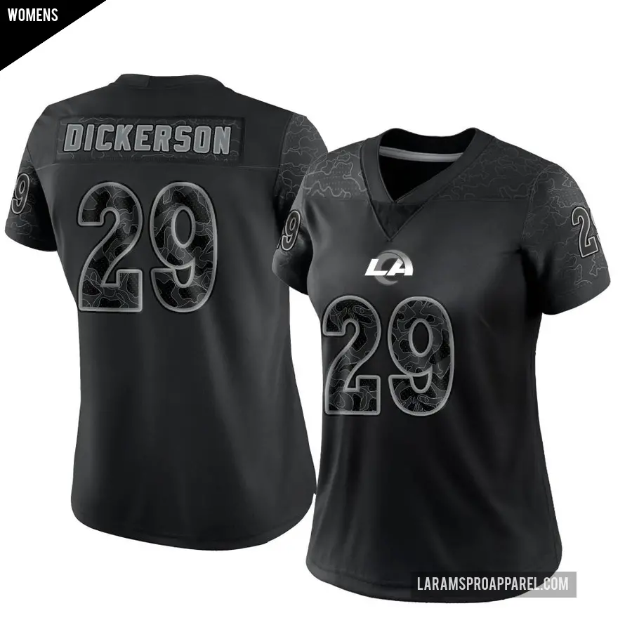 Women&#039;s Los Angeles Rams &#65283;29 Eric Dickerson Black Limited Reflective Jersey