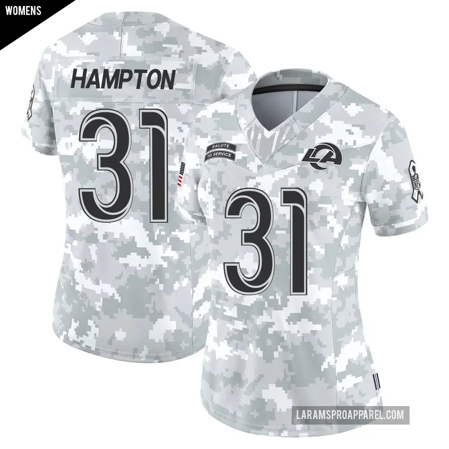 Women's Los Angeles Rams ＃31 Nick Hampton Arctic Camo Limited 2024 Salute to Service Jersey
