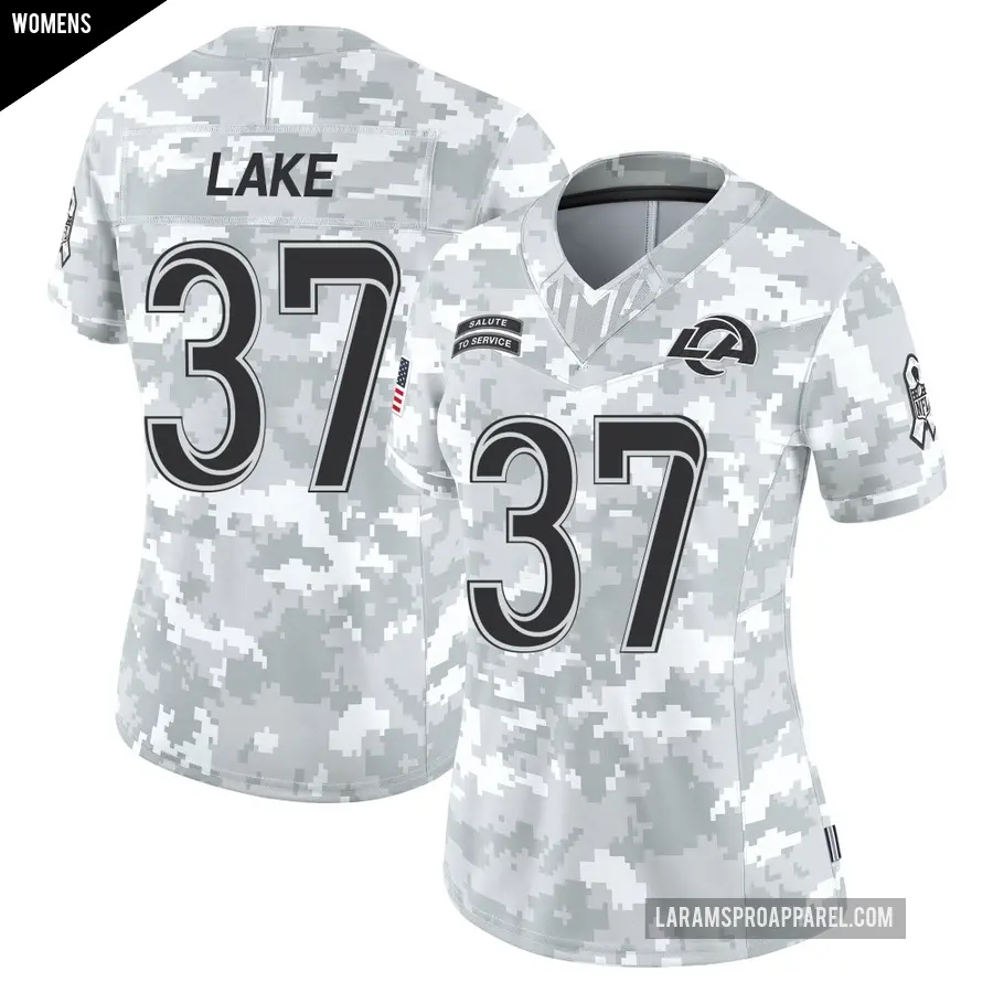 Women's Los Angeles Rams ＃37 Quentin Lake Arctic Camo Limited 2024 Salute to Service Jersey