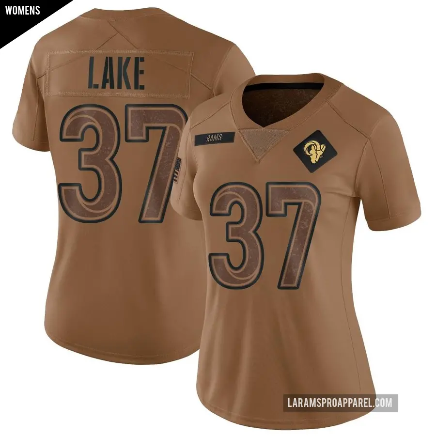 Women's Los Angeles Rams ＃37 Quentin Lake Brown Limited 2023 Salute To Service Jersey