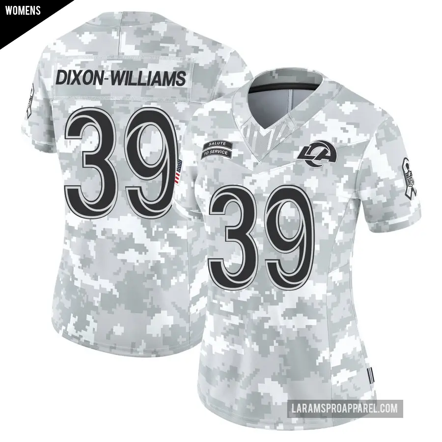 Women's Los Angeles Rams ＃39 Malik Dixon-Williams Arctic Camo Limited 2024 Salute to Service Jersey